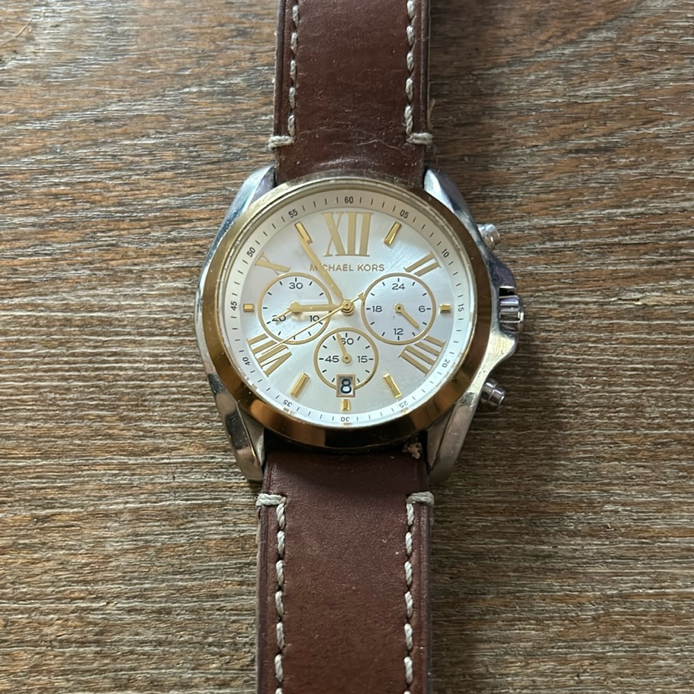 MICHAEL KORS Bradshaw Two Tone Chronograph Leather Watch MK-5629